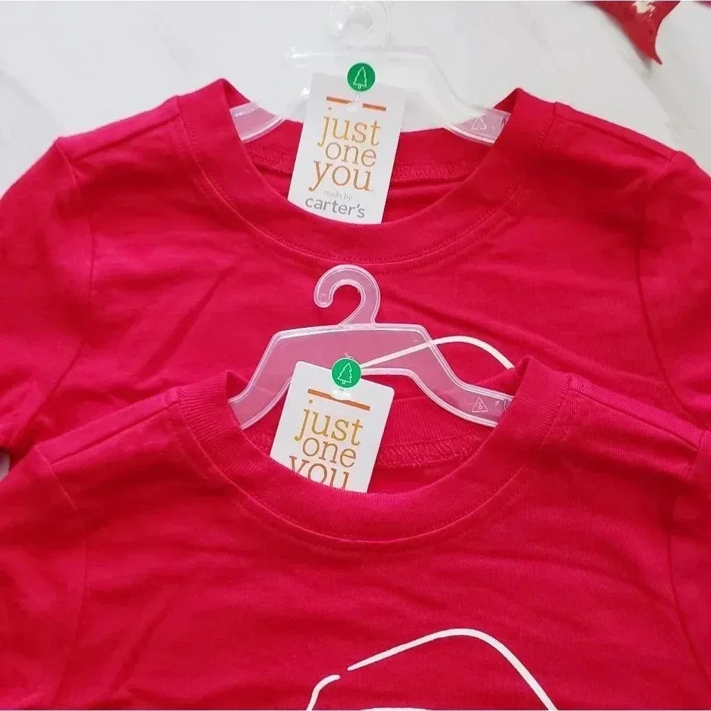 Carter's Lot of Two Tee Shirt Holiday Santa Red Size 2 T Kids